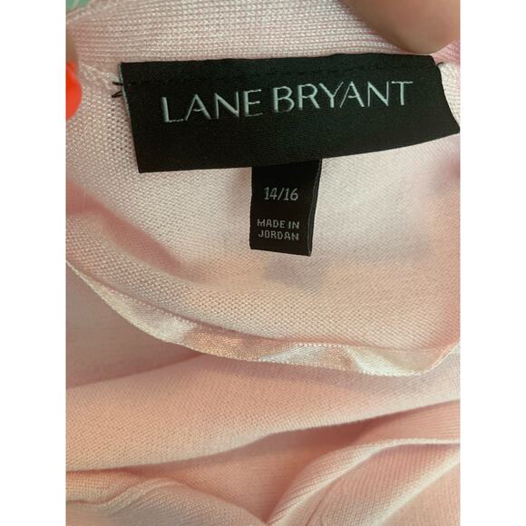 Lane Bryant Light pink ruffle sleeves hem  button up cardigan size 14/16 - Picture 5 of 11